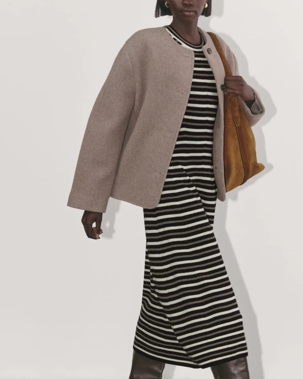 The Ribbed Sweater Dress | Taupe / Canvas / Black (6)