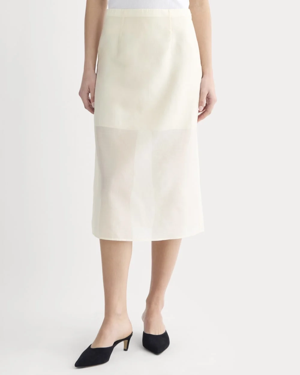 Midi Skirt in Cotton-Silk Organza | Parchment (5)