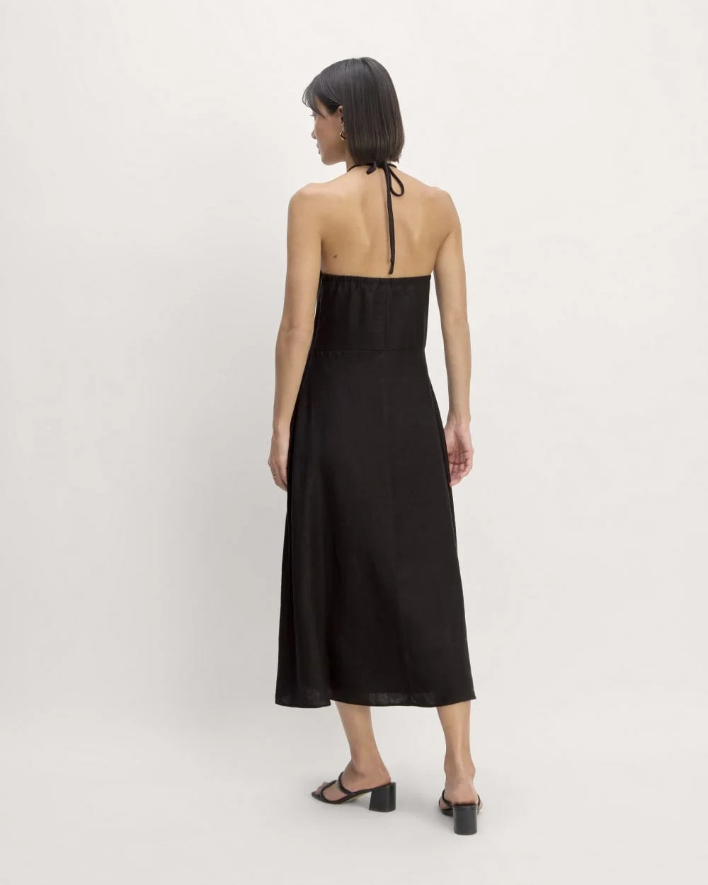 The Linen Halter-Neck Dress | Black (5)