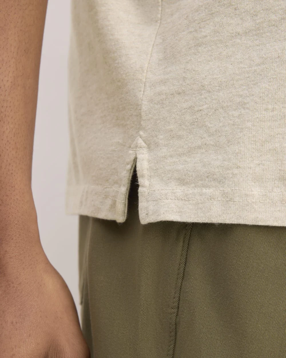 The Premium Weight Short-Sleeve Polo | Heather Oatmeal (4)