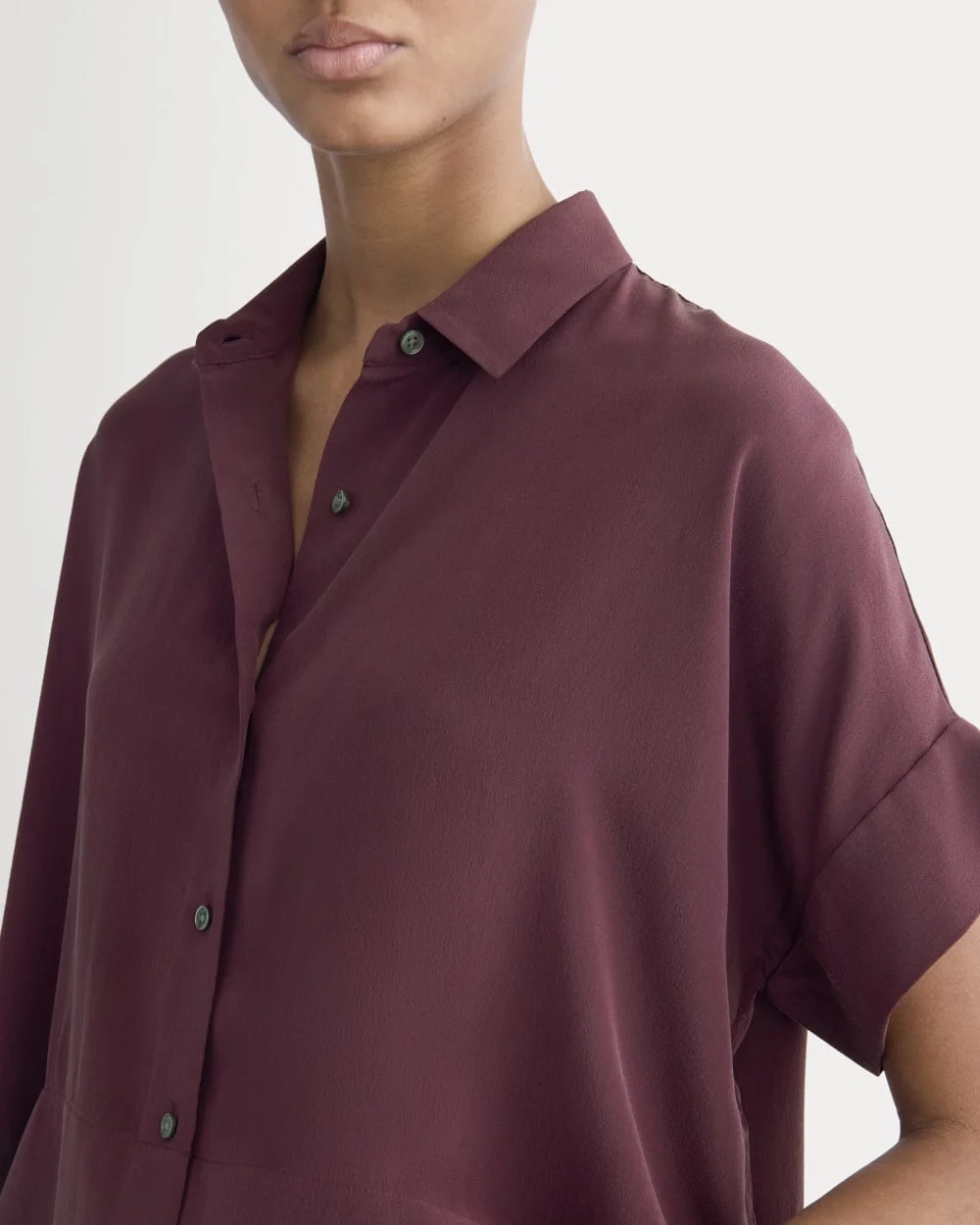 The Boxy Shirt in Washable Silk | Deep Plum (6)