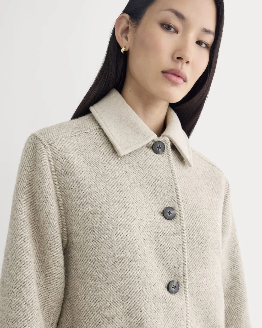 Italian Car Coat | Taupe Herringbone (6)