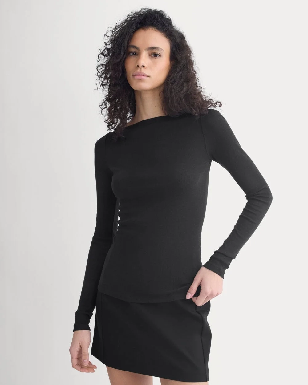 Tissue Boatneck Top | Black (7)