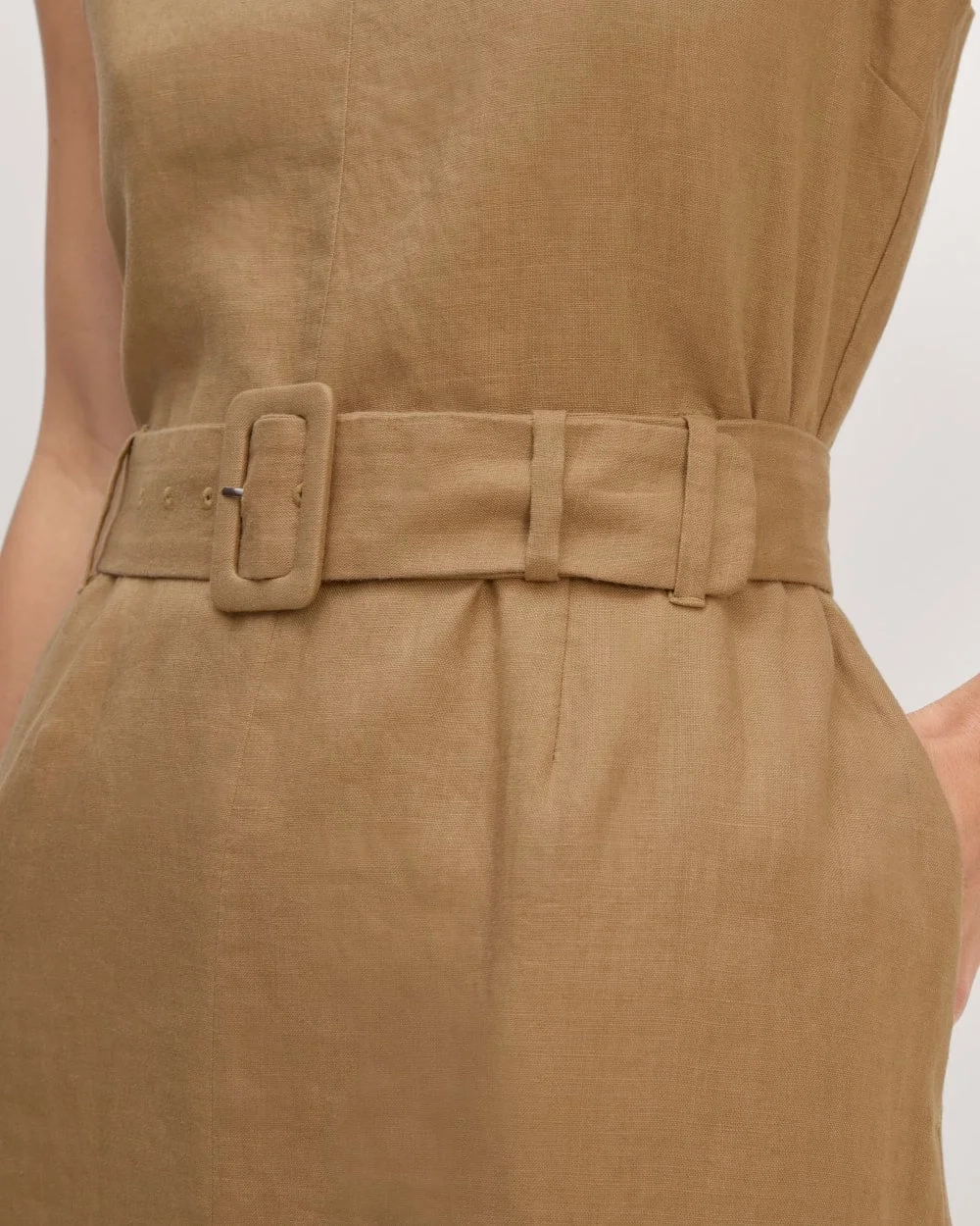 The Linen Belted Midi Dress | Tiger's Eye (6)