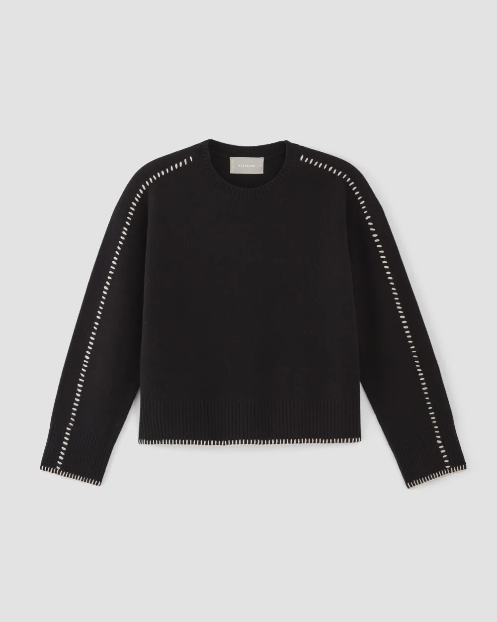 The Good Merino Wool Crewneck Sweater | Black / Buttermilk (5)