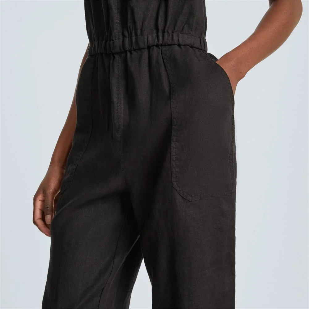 The Linen Shoestring Jumpsuit | Black (6)