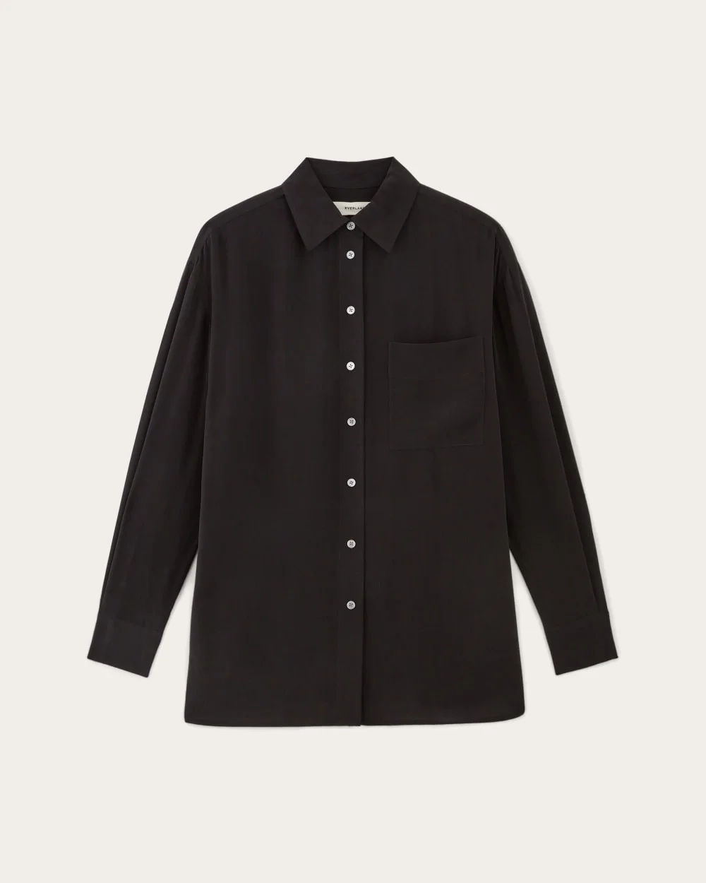 The Boyfriend Shirt in Washable Silk | Black (5)