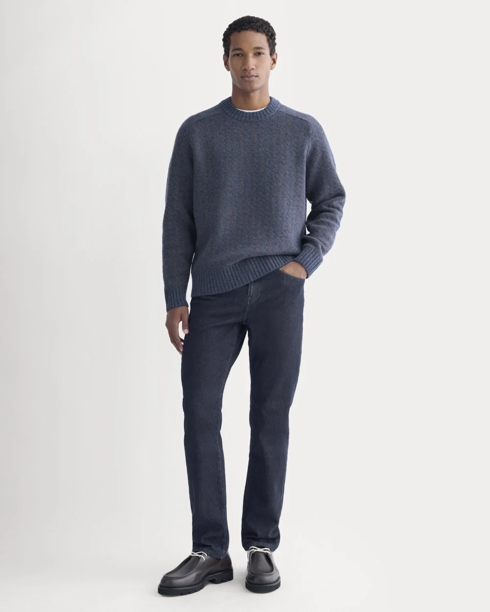 Wool Cashmere Nordic Crew | Heathered Indigo (5)