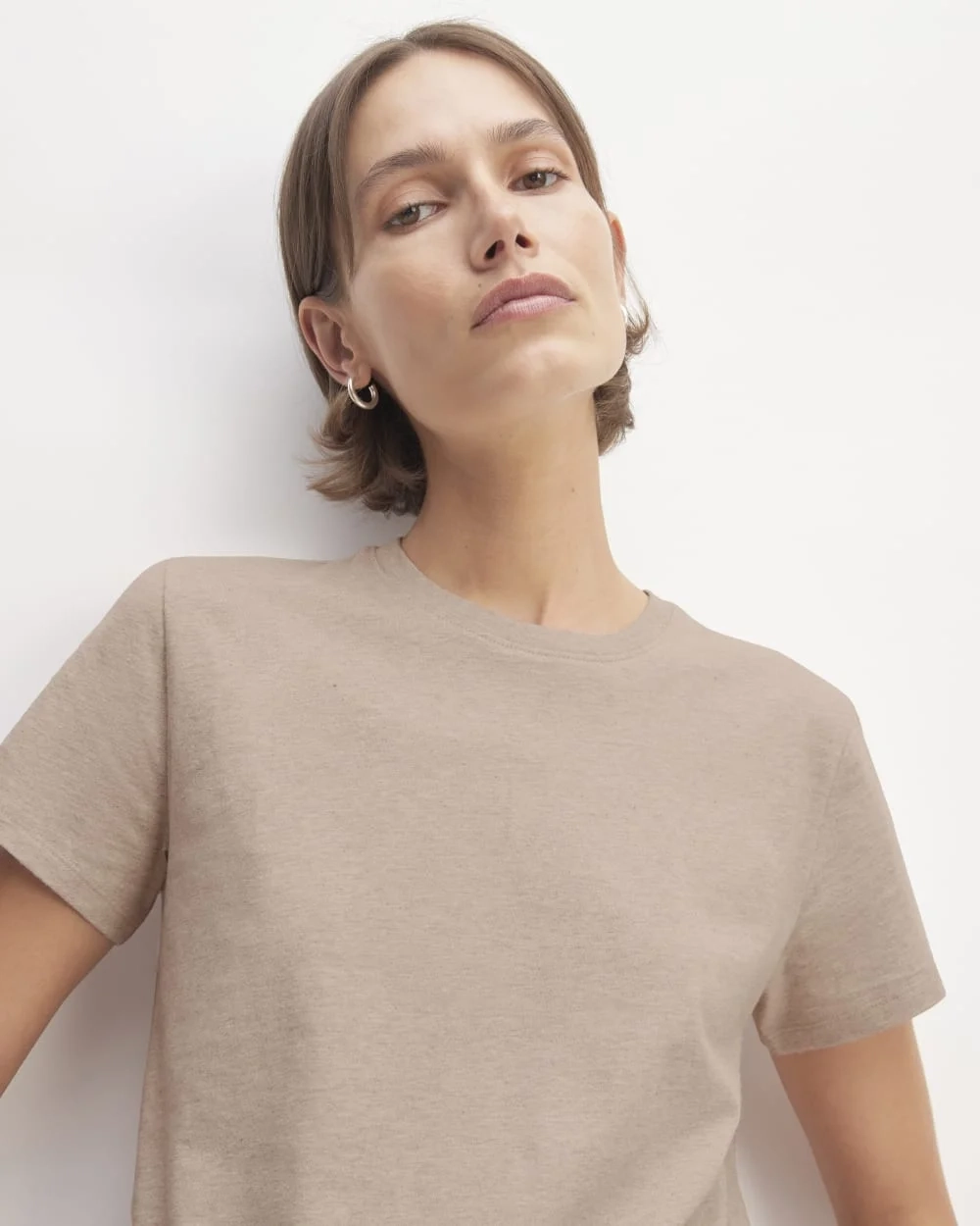 The Box-Cut Tee in Essential Cotton | Burnt Sugar | No Pocket (2)