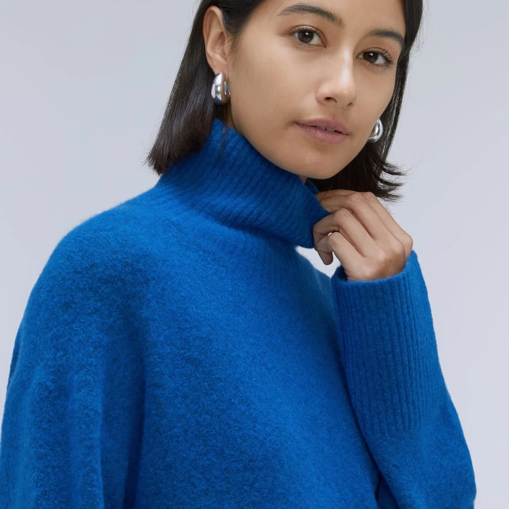 The Cozy Stretch Turtleneck Dress | Heathered Lapis Blue (7)