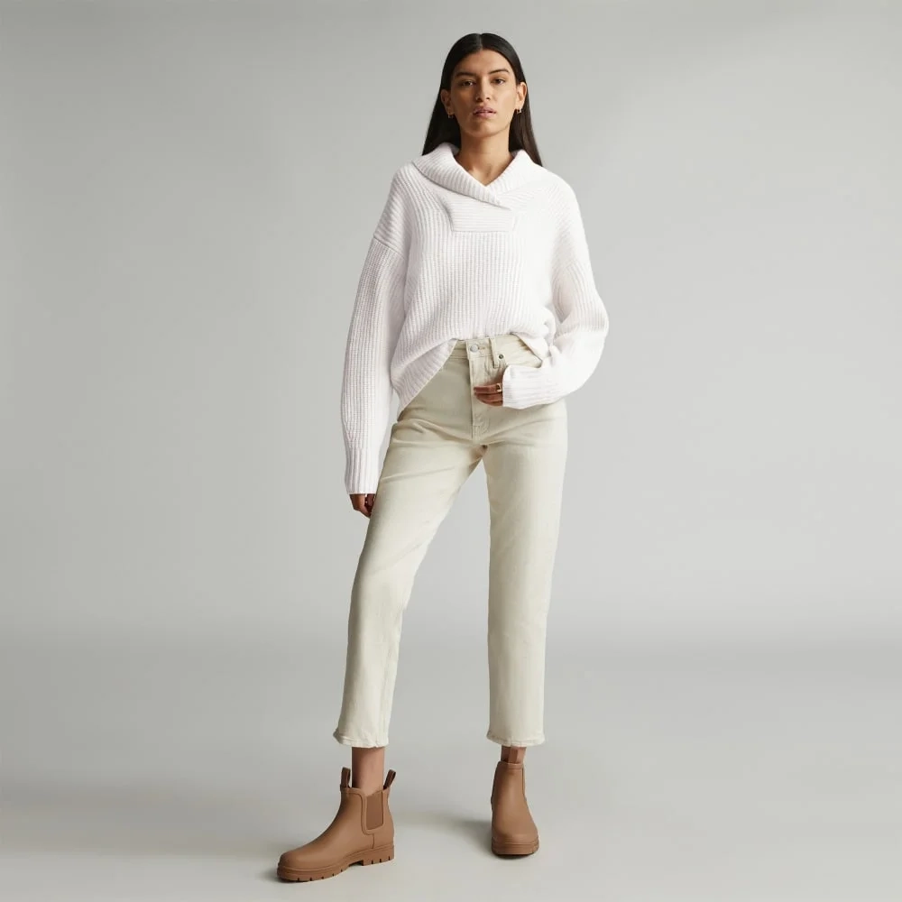 The Felted Merino Shawl Collar Sweater | Heathered Oat (5)