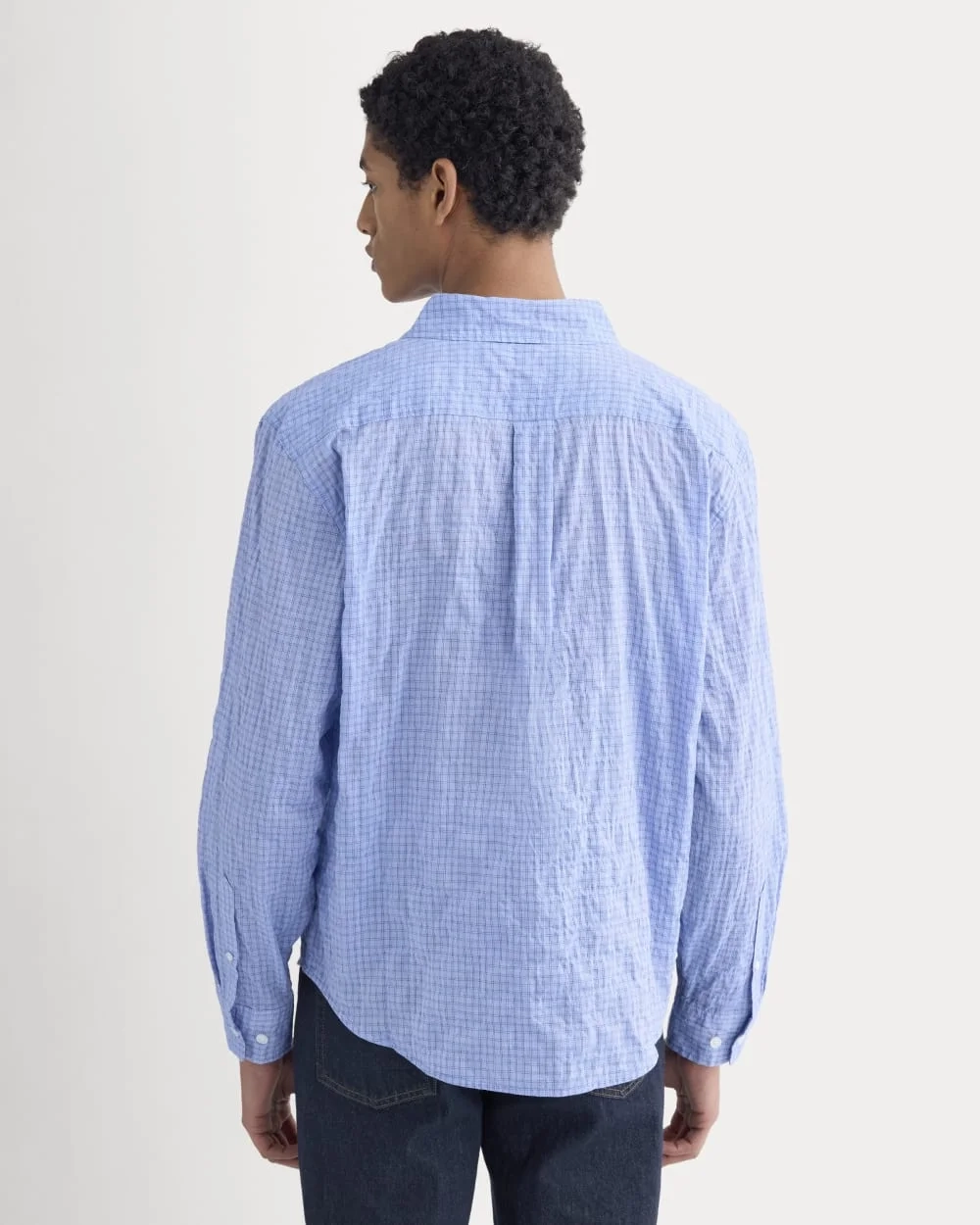 Textured Voile Button-Up Shirt | Open Air Plaid (4)