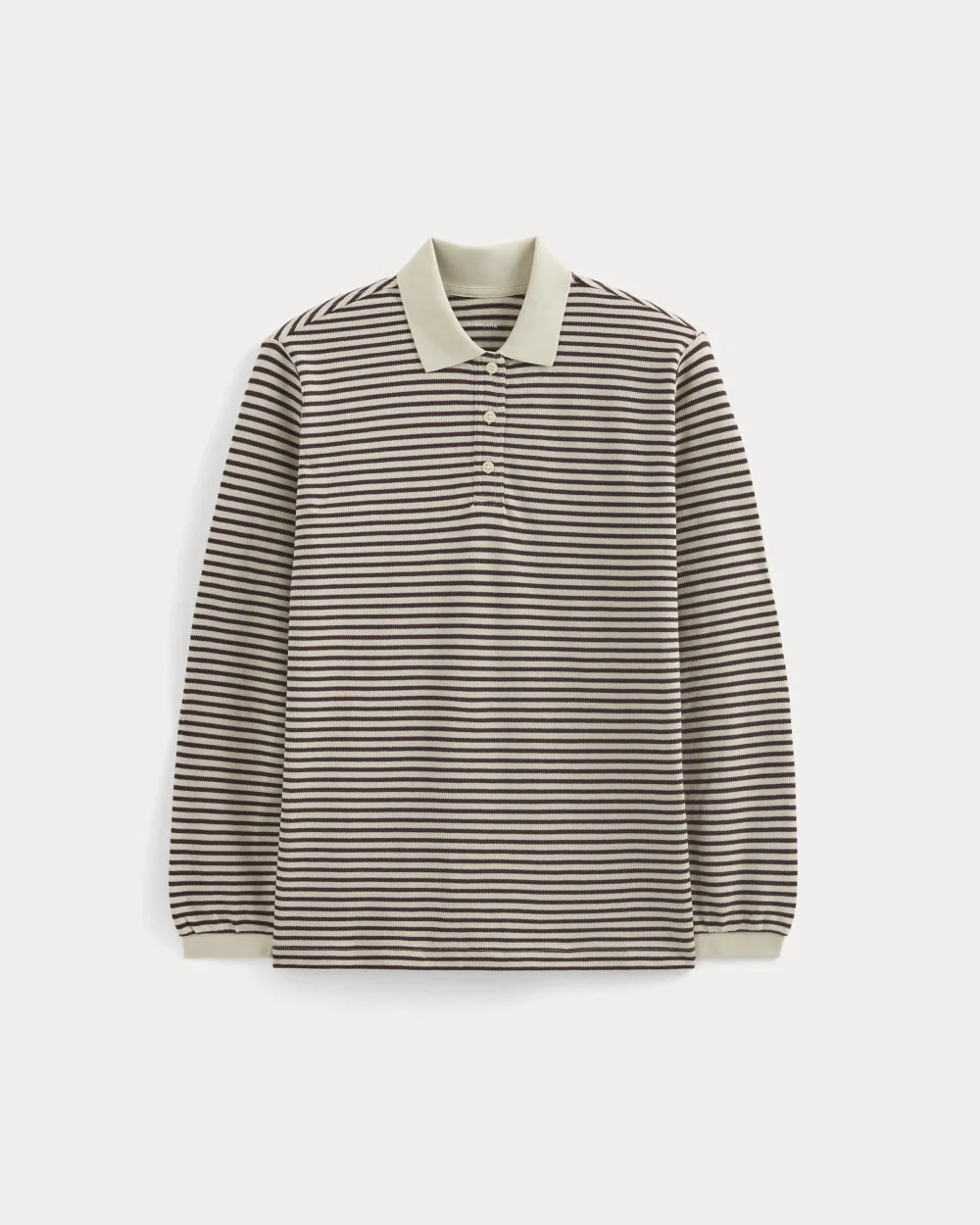 Oversized Pique Polo | Dusty Beige/Deep Plum Stripe (3)