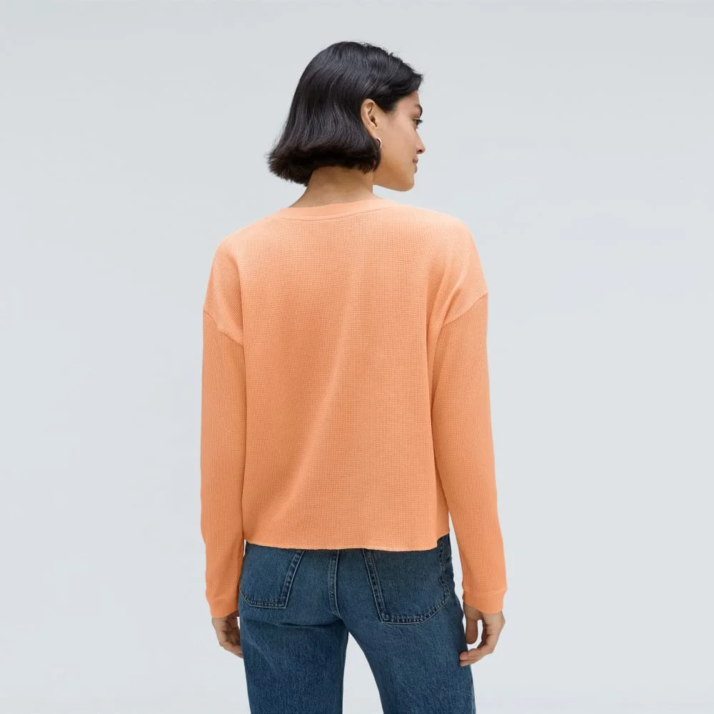 The Organic Cotton Waffle Henley | Orange Chiffon (4)