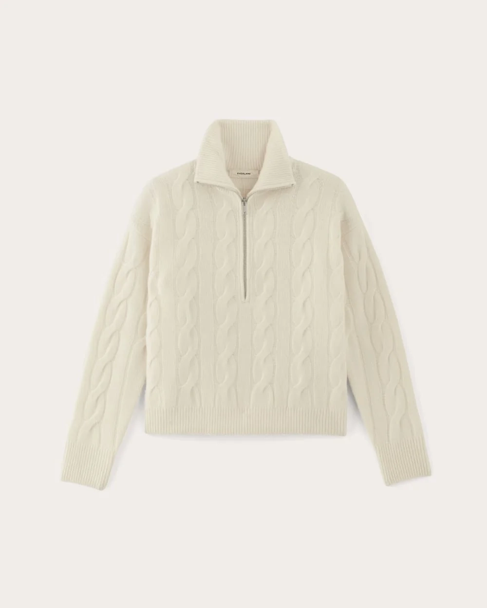 The Cable Half-Zip in Luxe Merino | Bone (5)
