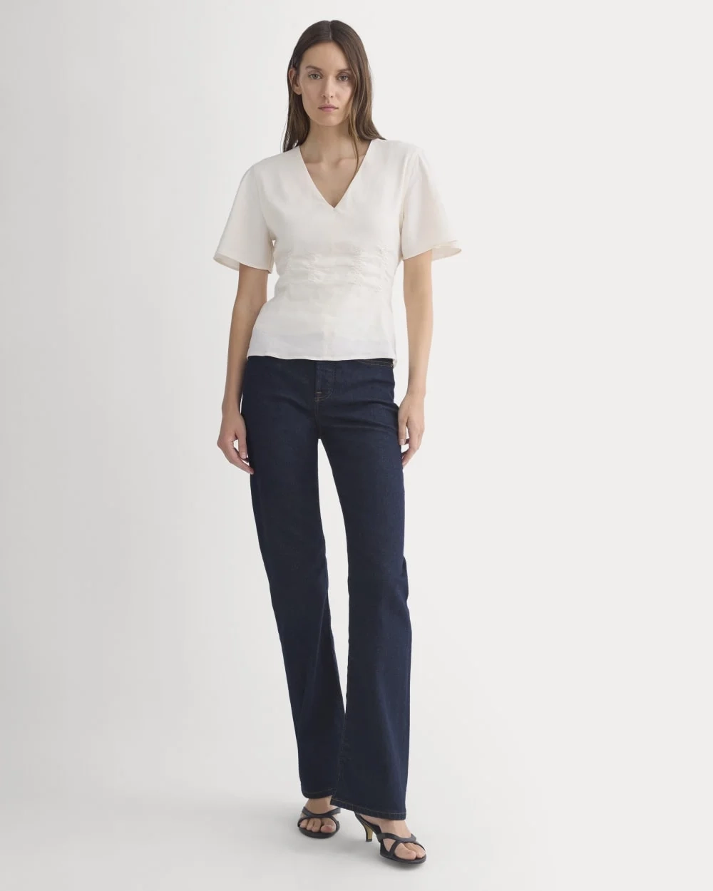 Cinched Top in Stretch Linen | Bone (4)