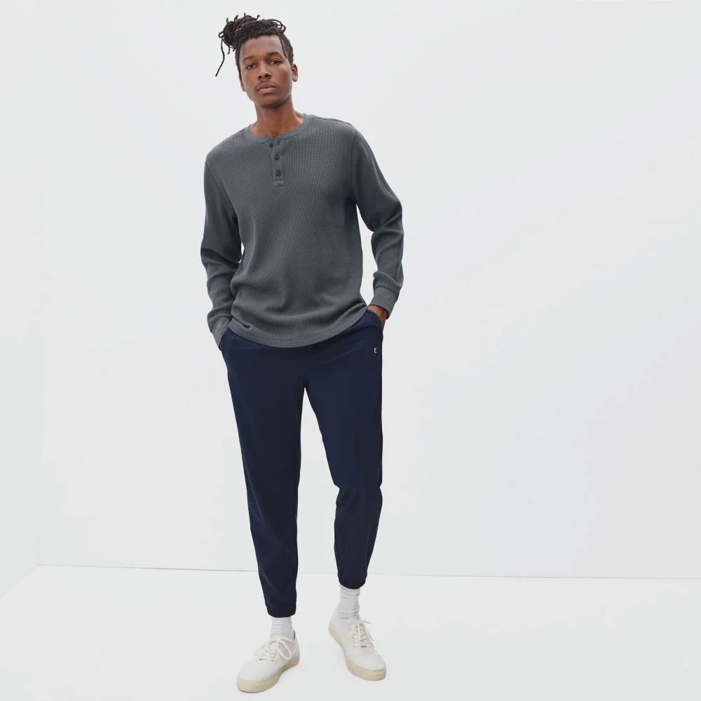 The Waffle Long-Sleeve Henley Tee | Slate (4)