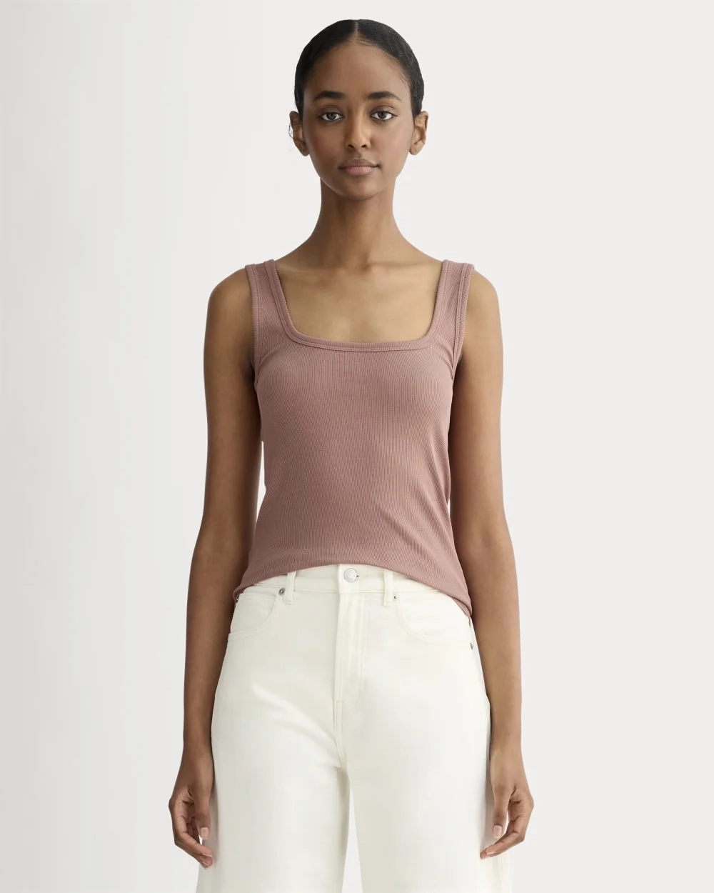 The Luxe Rib Square-Neck Tank | Rose Dusk