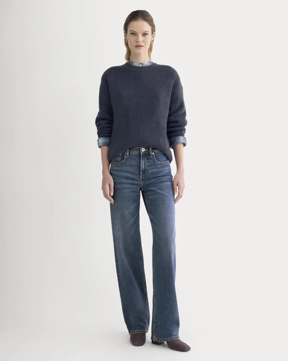 The Cocoon Crew in Wool Cashmere | Indigo (4)