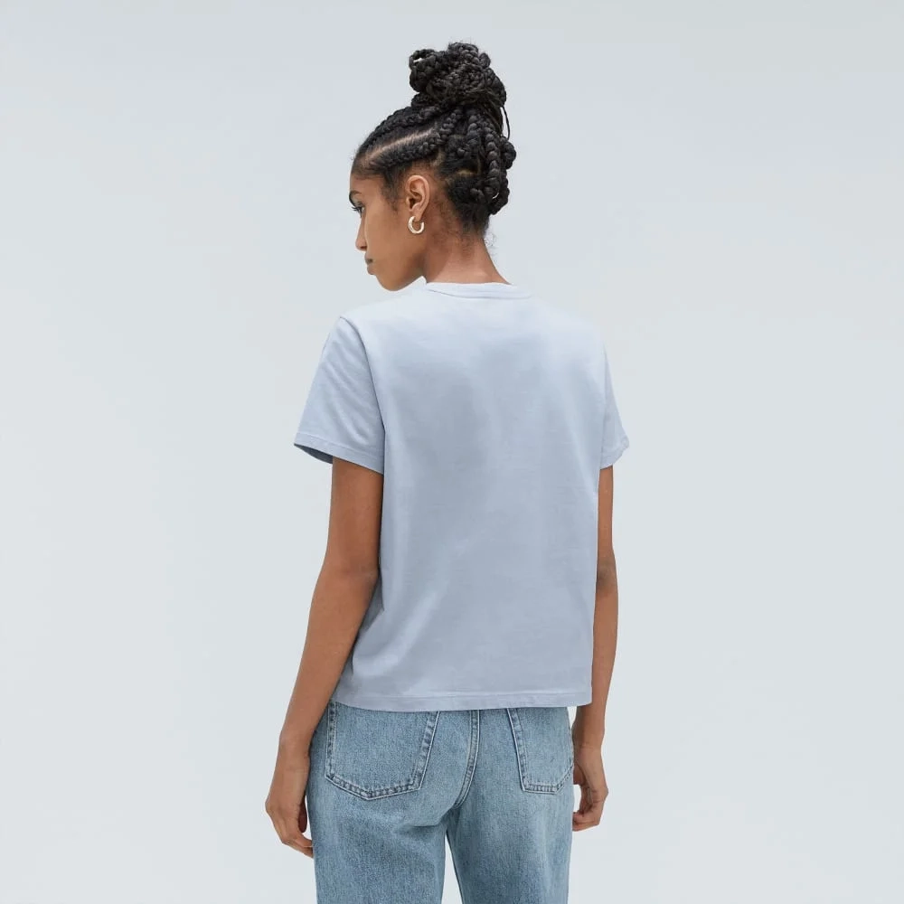 The Box-Cut Tee in Essential Cotton | Mist | Pocket (5)