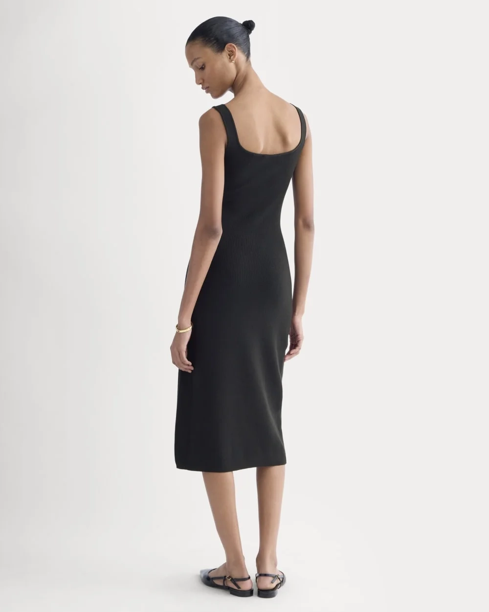 Knit Square-Neck Midi Dress | Black (5)