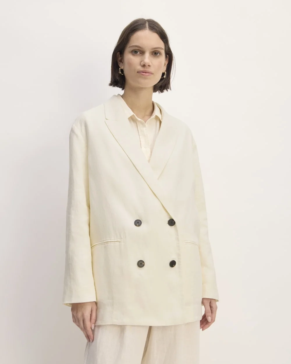 The Linen Double Breasted Blazer | Bone