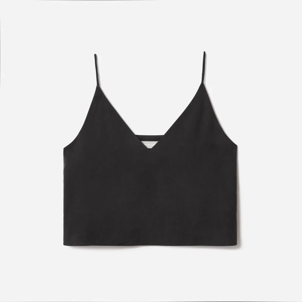 The Washable Silk Cropped Cami | Black