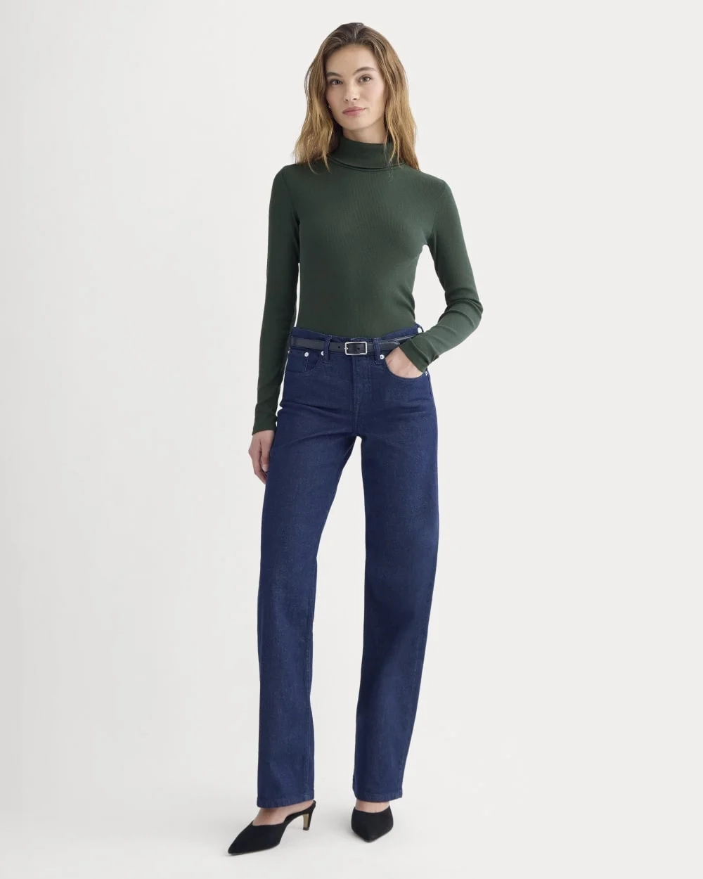 The Luxe Rib Turtleneck | Heathered Dark Sea (6)