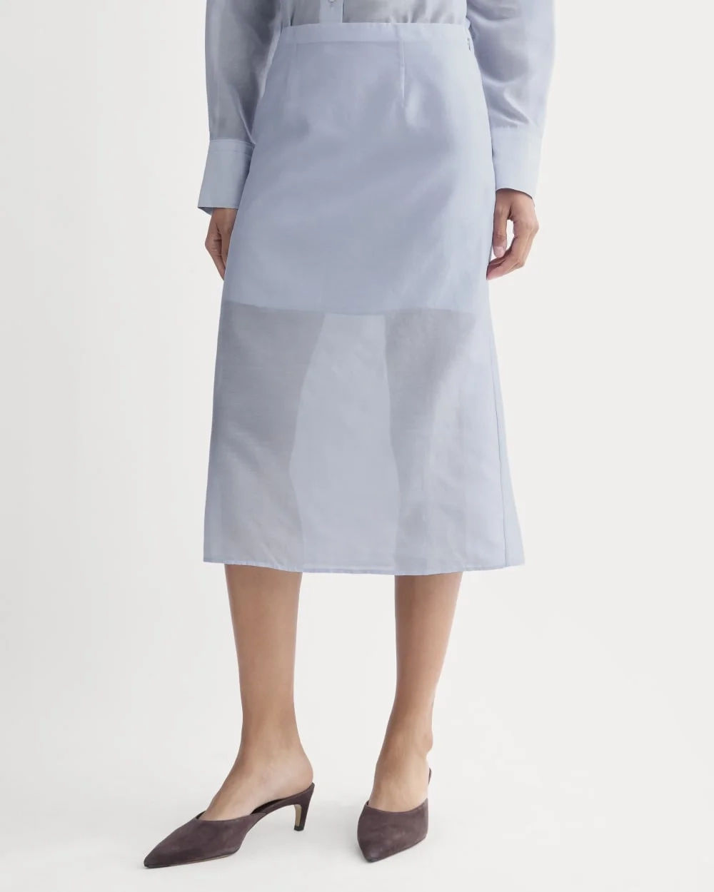 Midi Skirt in Cotton-Silk Organza | Kentucky Blue (6)
