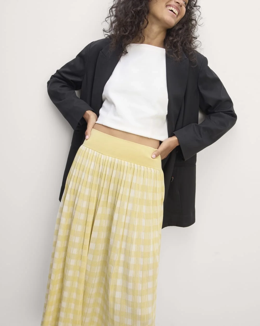 The Pleated Skirt | Bone / Parsnip Gingham (4)