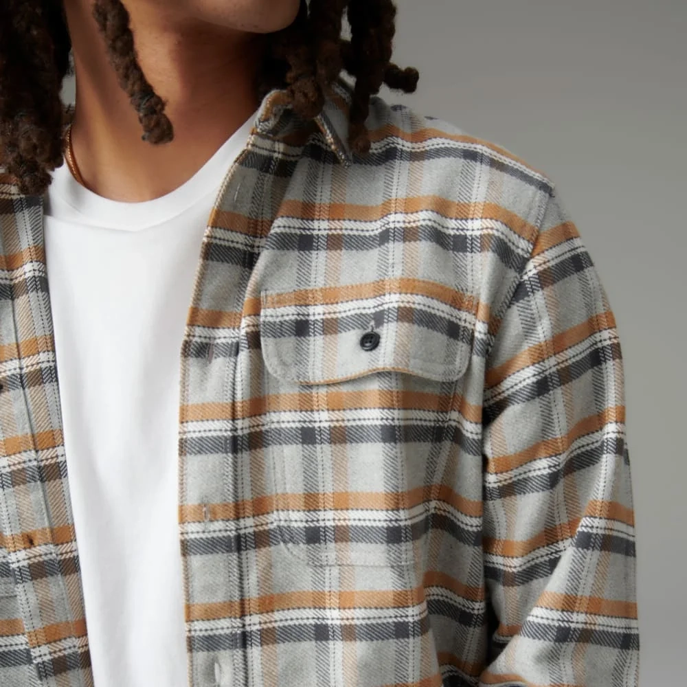 The Heavyweight Overshirt | Uniform | Tobacco Brown / Heather Grey Plaid (5)