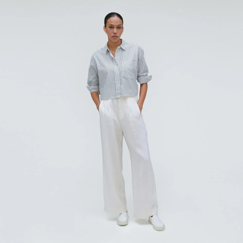 The Way-Short Shirt in Silky Cotton | Deep Blue / Canvas (5)