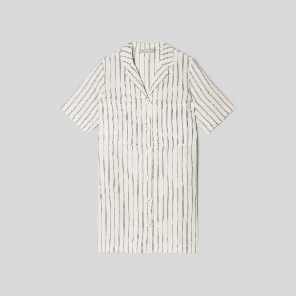The Linen Workwear Dress | Black / Canvas Tan (4)