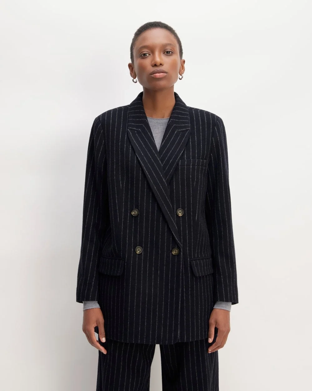 The ReWool® Double-Breasted Blazer | Navy / Bone (5)