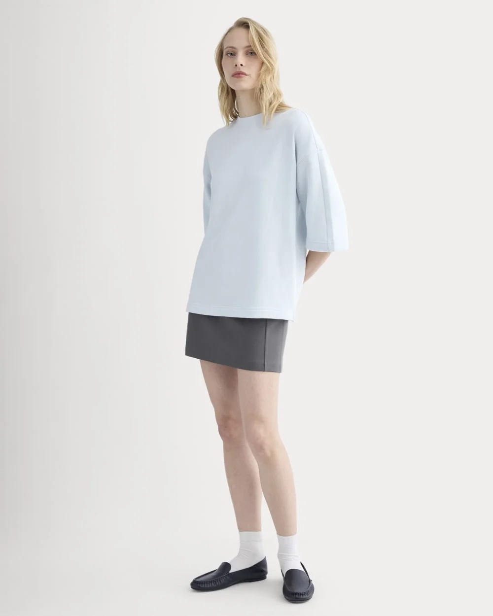 Lightweight Terry Oversized Tee | Skywriting (5)