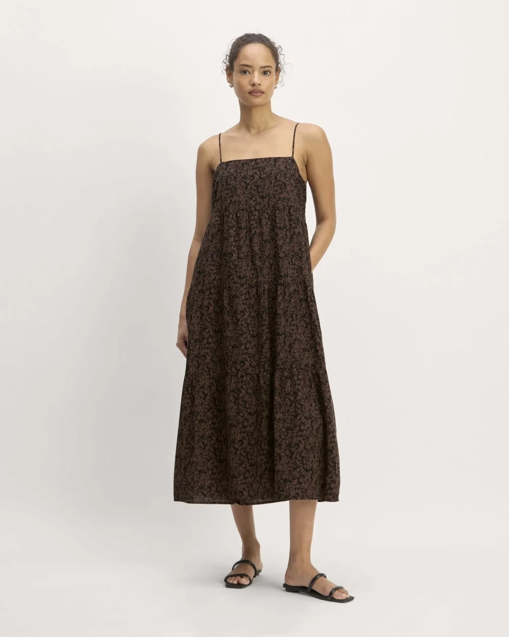 The Gauze Tiered Dress | Black / Cocoa Small Floral