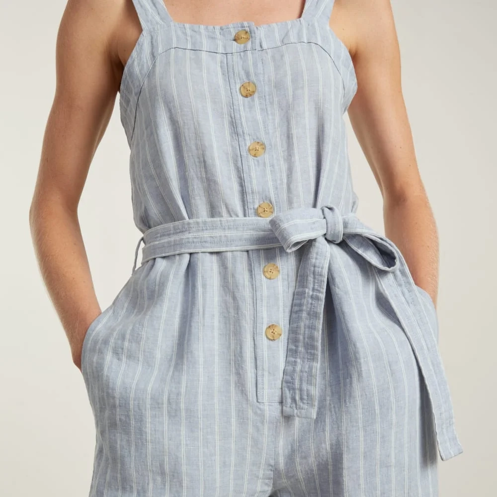 The Linen Jumpsuit | Light Blue / White (3)