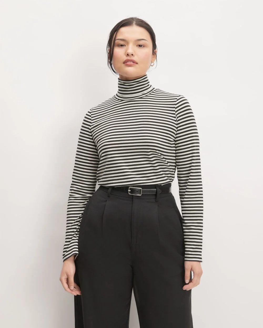 The Organic Cotton Turtleneck | Black / Bone (6)