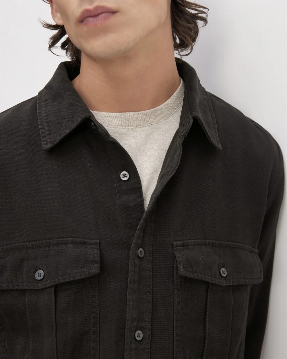 The Utility Shirt Jacket in Buttersoft | Black (5)