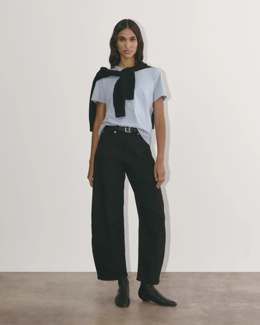 The Box-Cut Tee in Essential Cotton | Blue Slate | No Pocket (2)