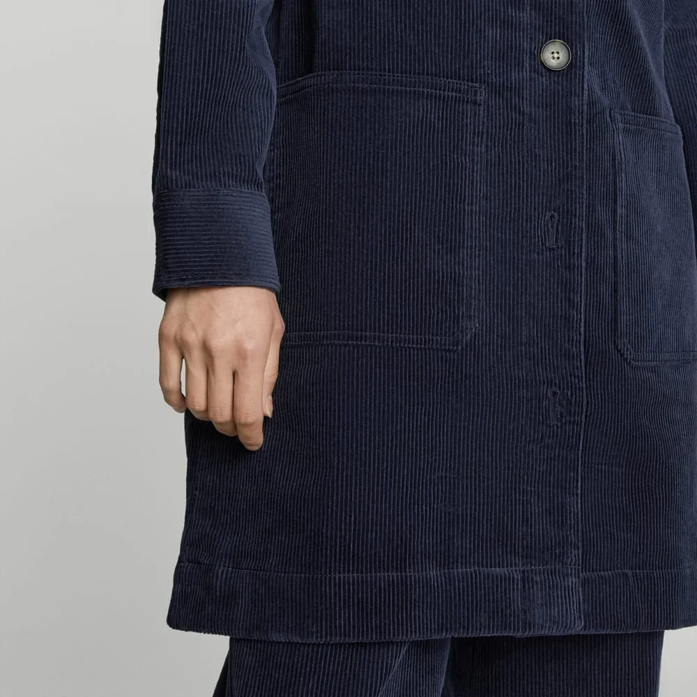 The Corduroy Long Shirt Jacket | Deep Navy (4)