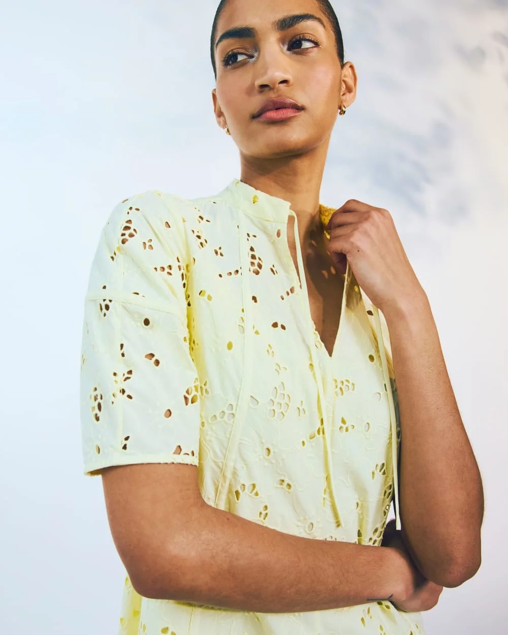 The Eyelet Midi Dress | Light Yellow (6)