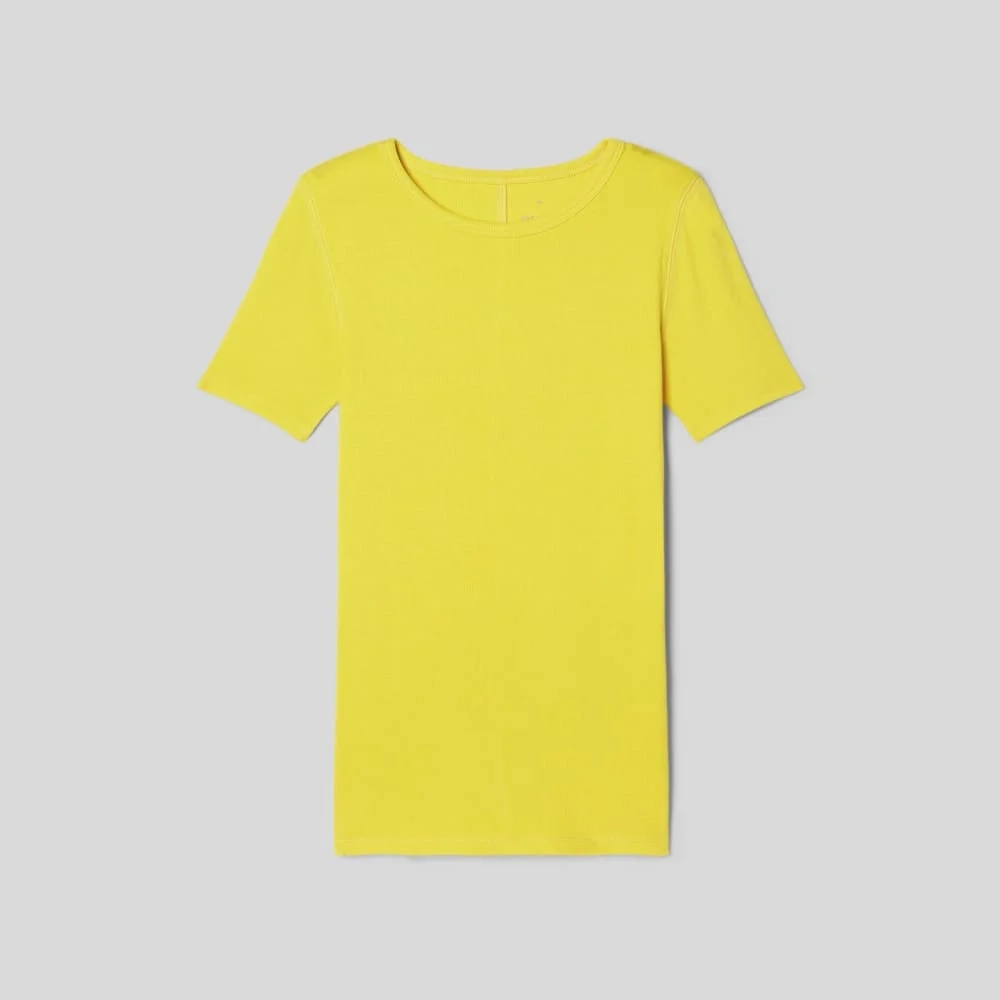 The Pima Micro-Rib Crew Tee | High Visibility Yellow (4)