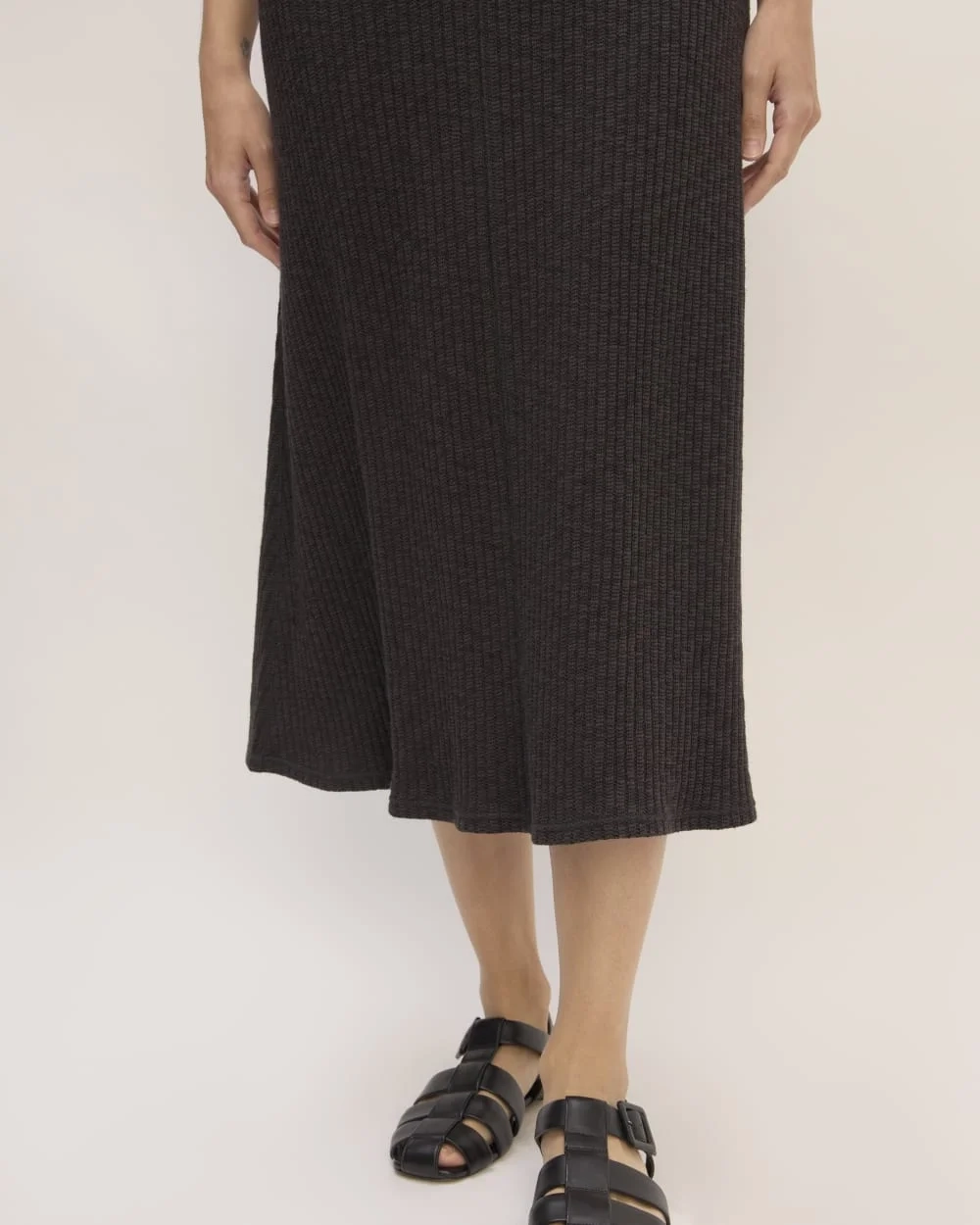The Rib-Knit A-Line Tank Dress | Black (5)