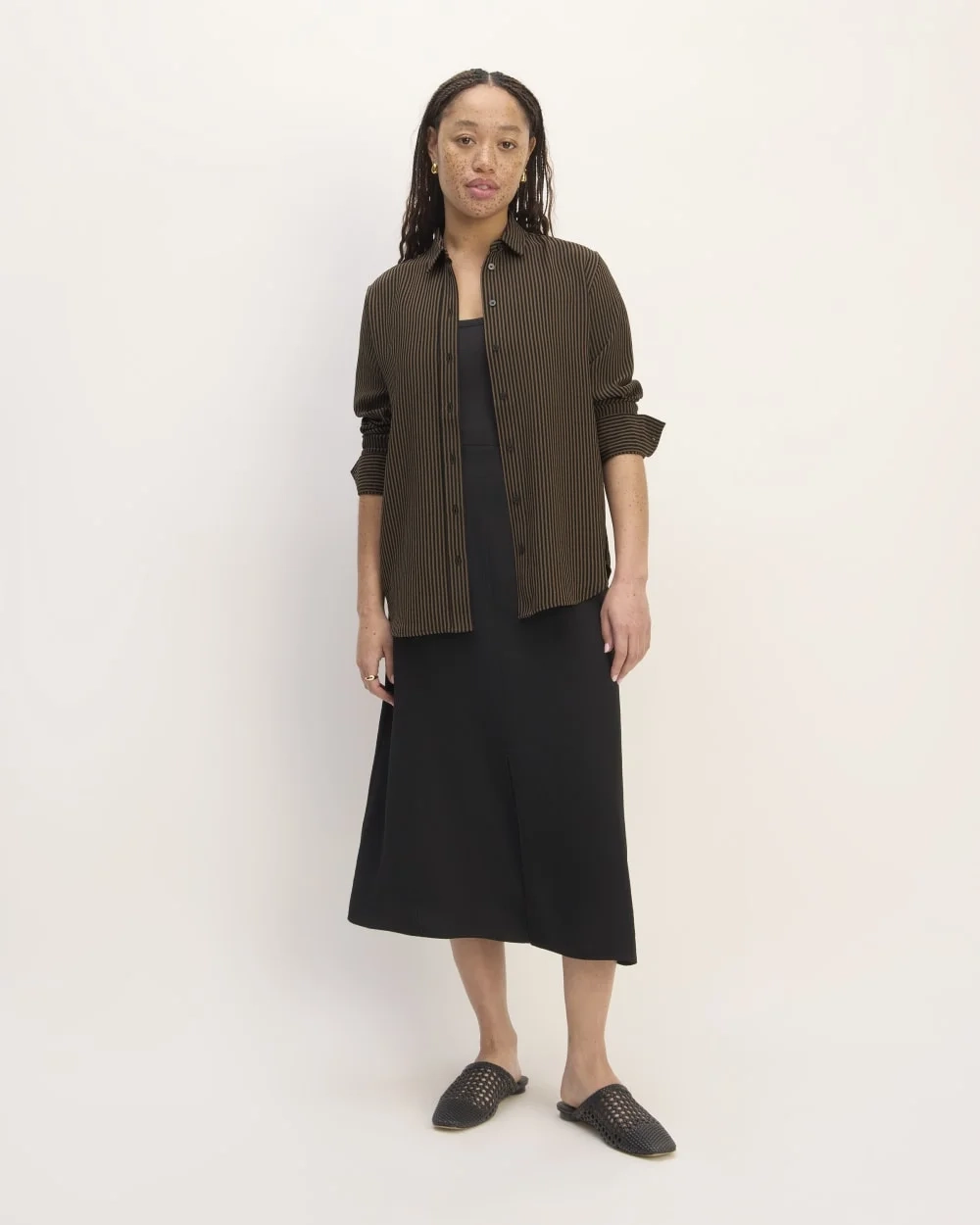The City Stripe Relaxed Shirt | Cocoa / Black (4)
