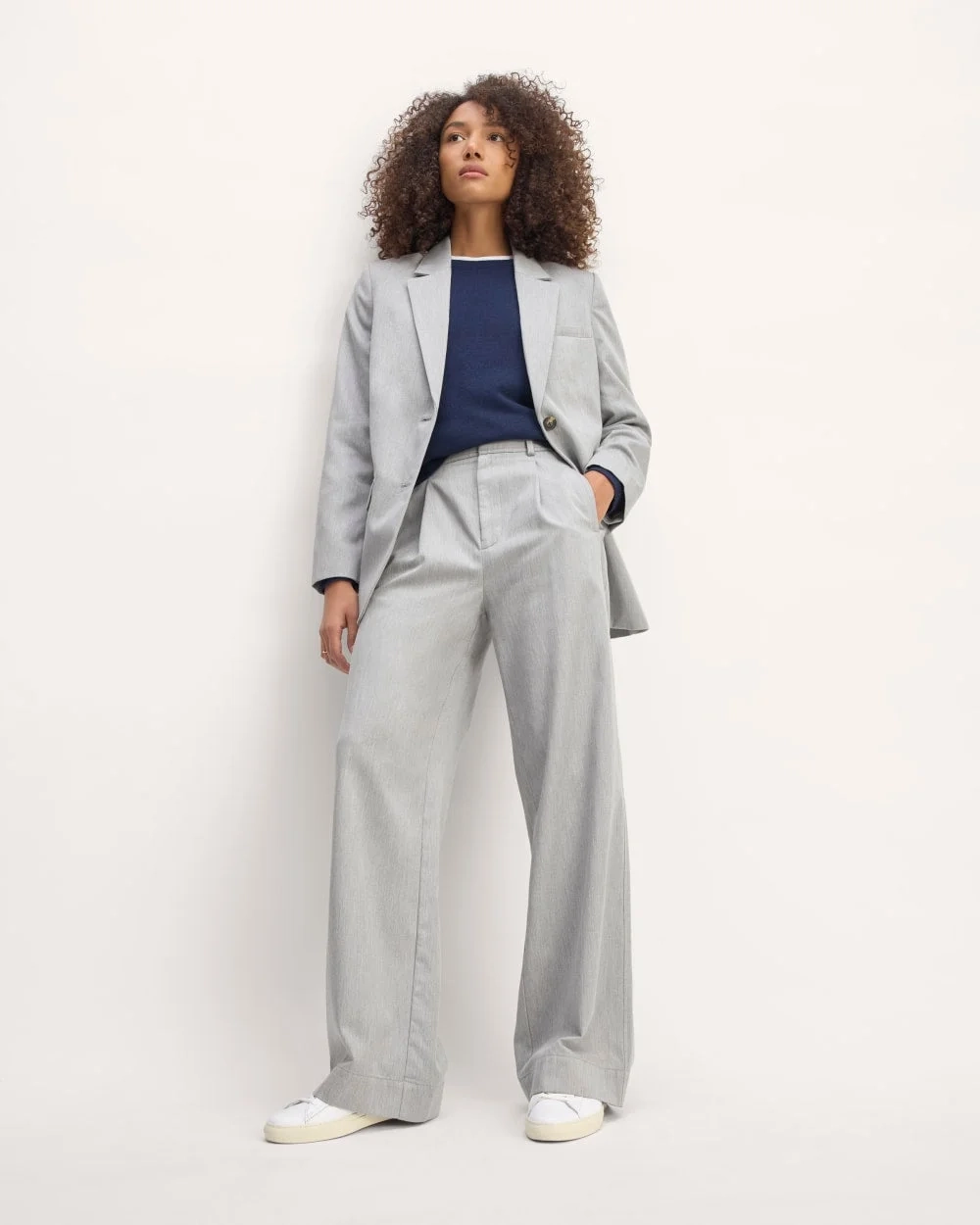 The Draper Pleated Pant in Buttersmooth | Heather Steel | 32" Inseam