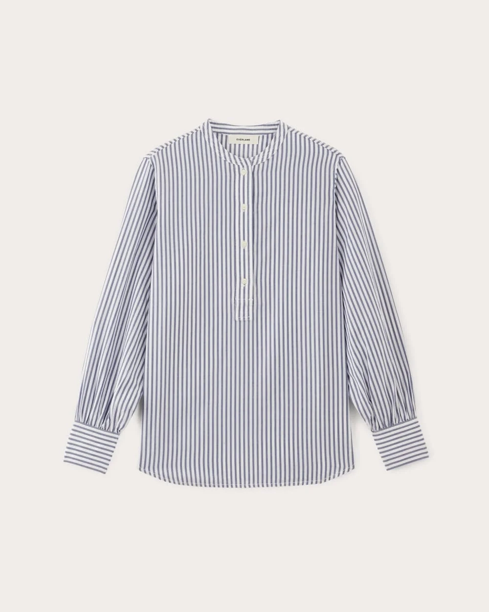 The Henley Shirt in Silky Cotton | White / Bellwether Blue (5)