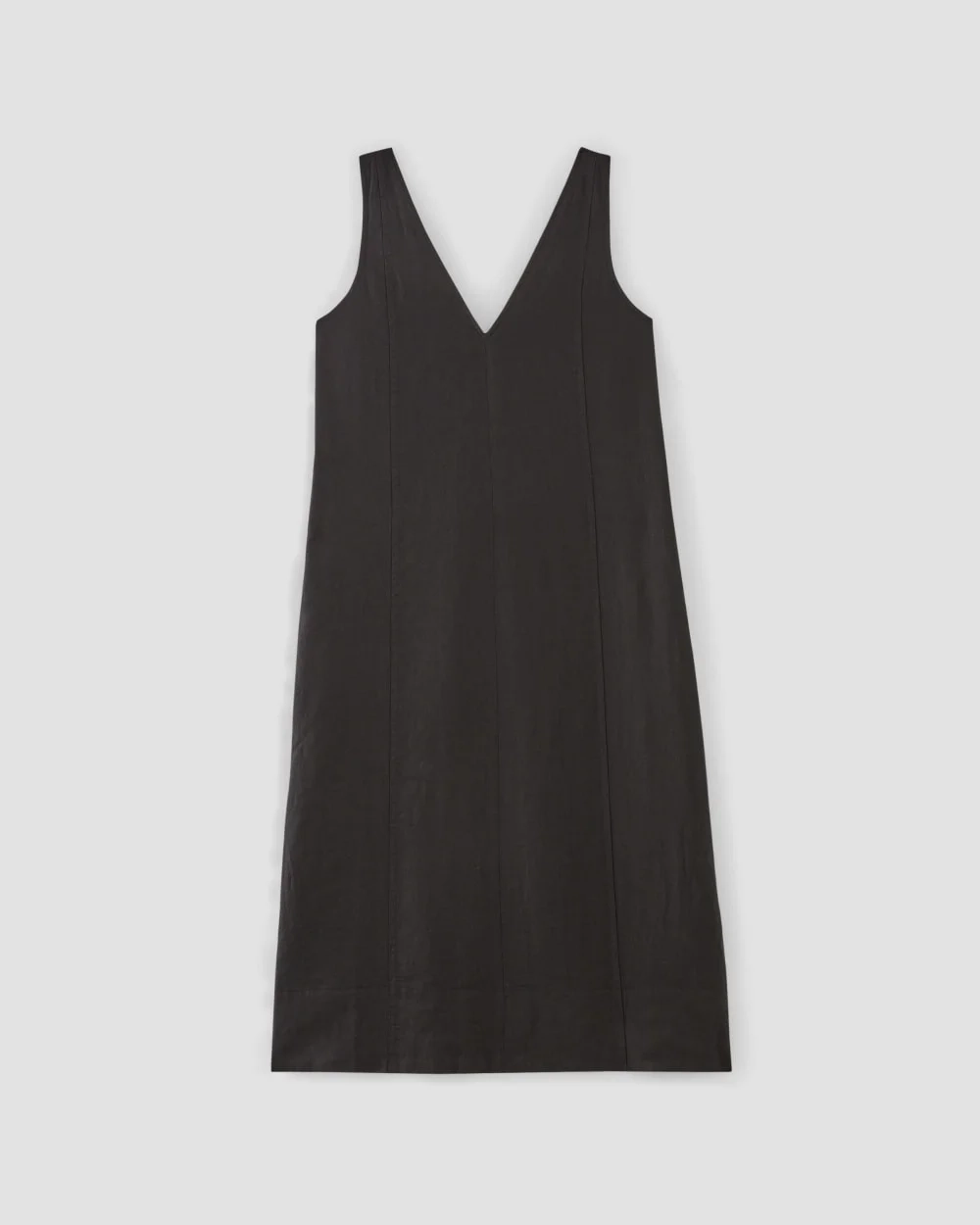 The Linen V-Neck Midi Dress | Black (4)