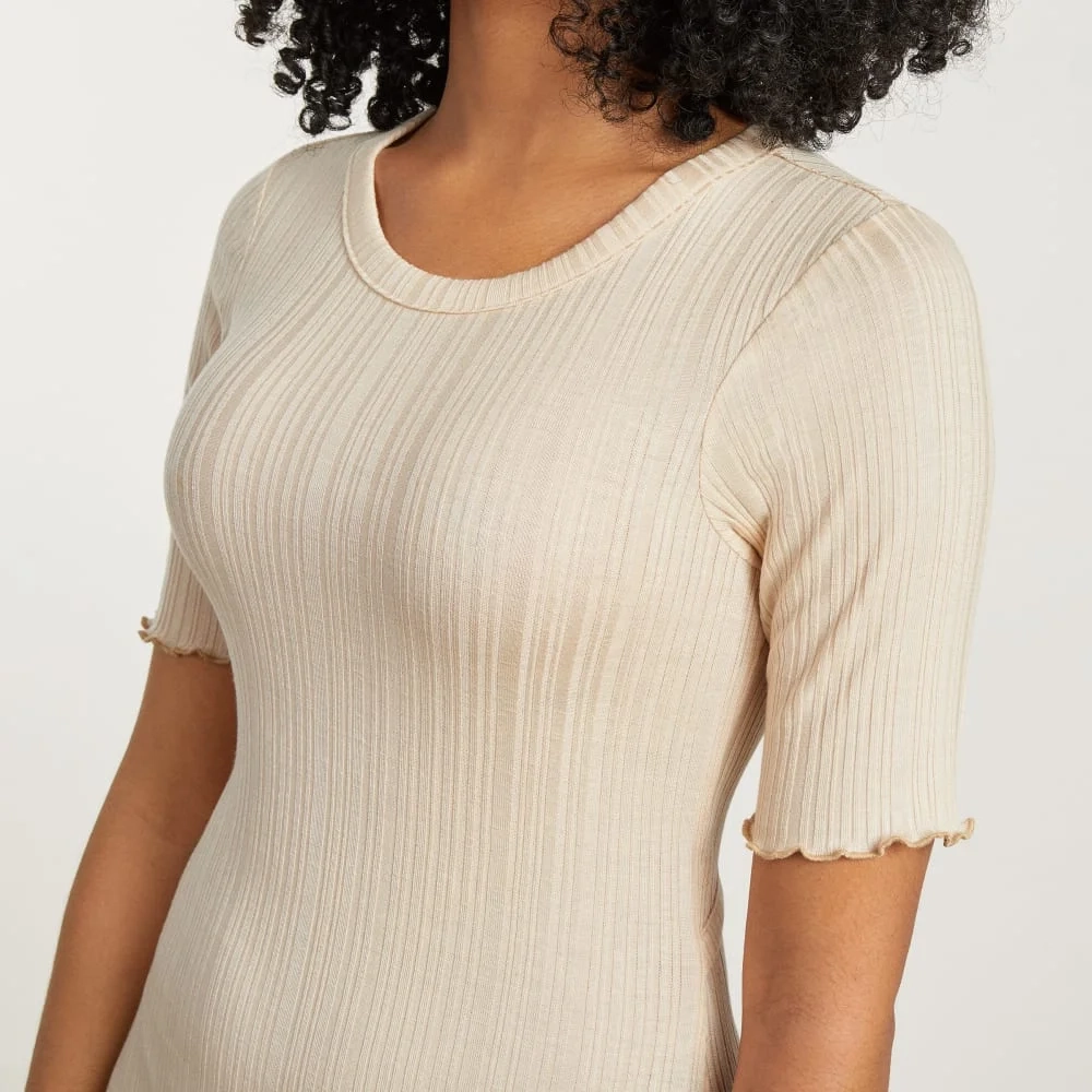 The Open Back Rib Dress | Parchment (5)