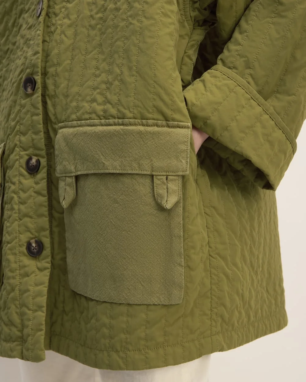 The Everlane x Marques' Almeida Canvas Patchwork Jacket | Moss Green (5)